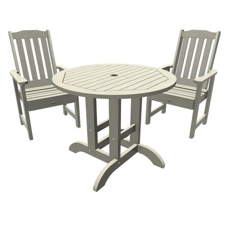 Highwood Usa Lehigh 3pc Round Outdoor Patio Furniture Dining Set AD-DNL36-HGR